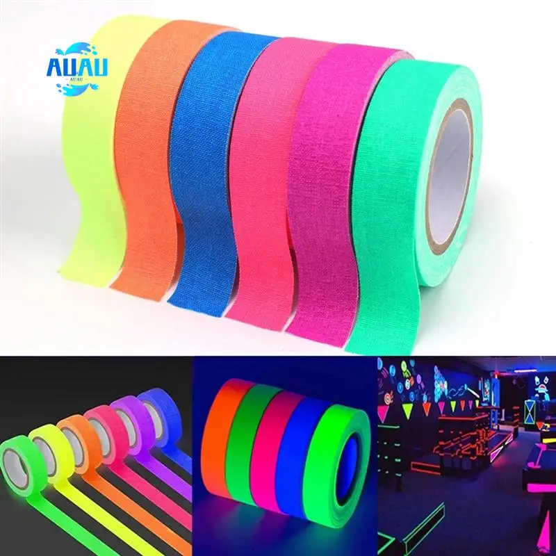 

AUAU-UV Glow Cotton Tapes Neon Party Tape Safety Warning Neon Tape UV Tape Stage Props Wedding Home