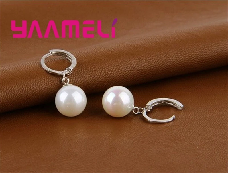 New High Stardard Pure 925 Sterling Silver With Freshwater Pearl Woman Lady Lever Back Hoop Earrings Elegant Jewelry