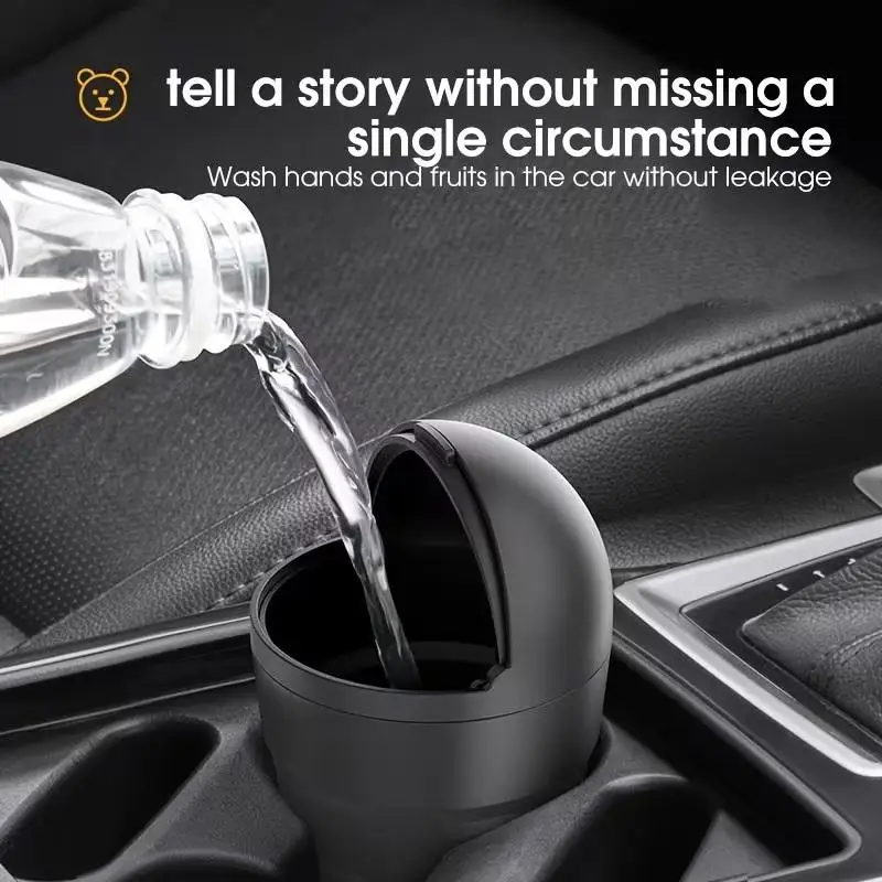 

Cute Mini Car Trash Can 2L Universal Storage Box with Swing Lid Auto Organizer for Travel Home and Office