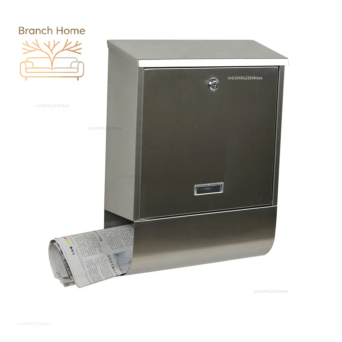 Waterproof outdoor mailbox 304 stainless steel wall-mounted apartment mailbox rust-proof mailbox