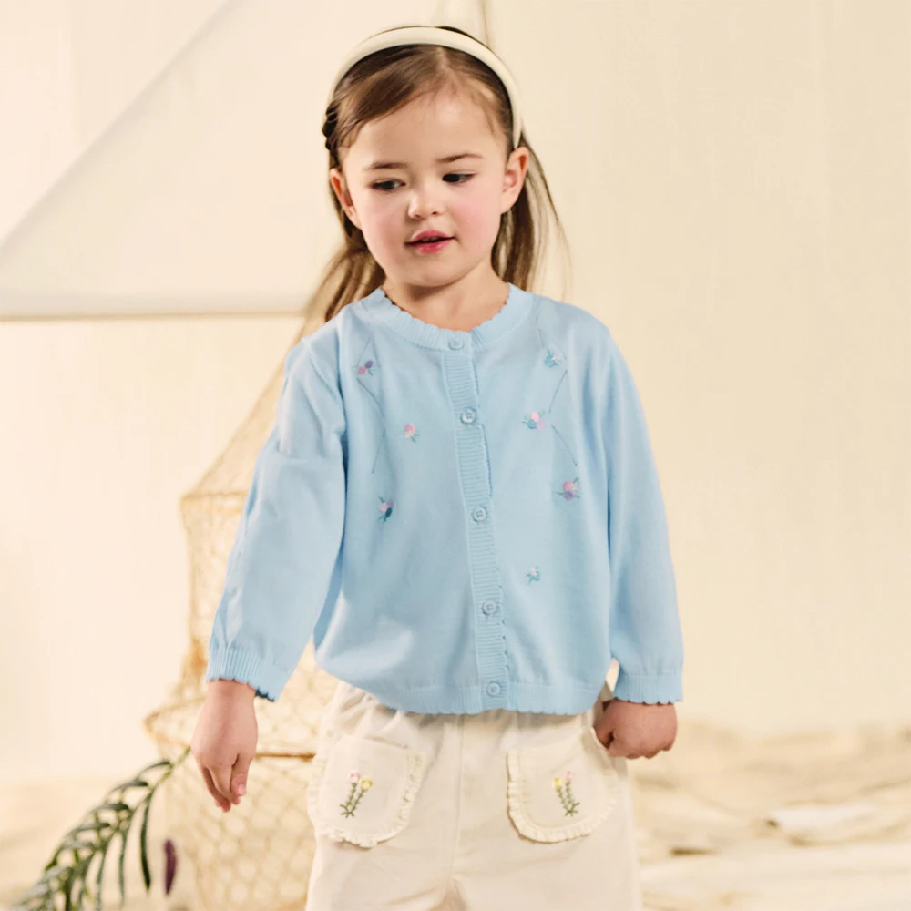 Dave Bella Gilrs Spring Summer Cardigan Sweater Kids Hollow Knitted Cool Sweater Children Outerwear Kids Clothes DB2261869