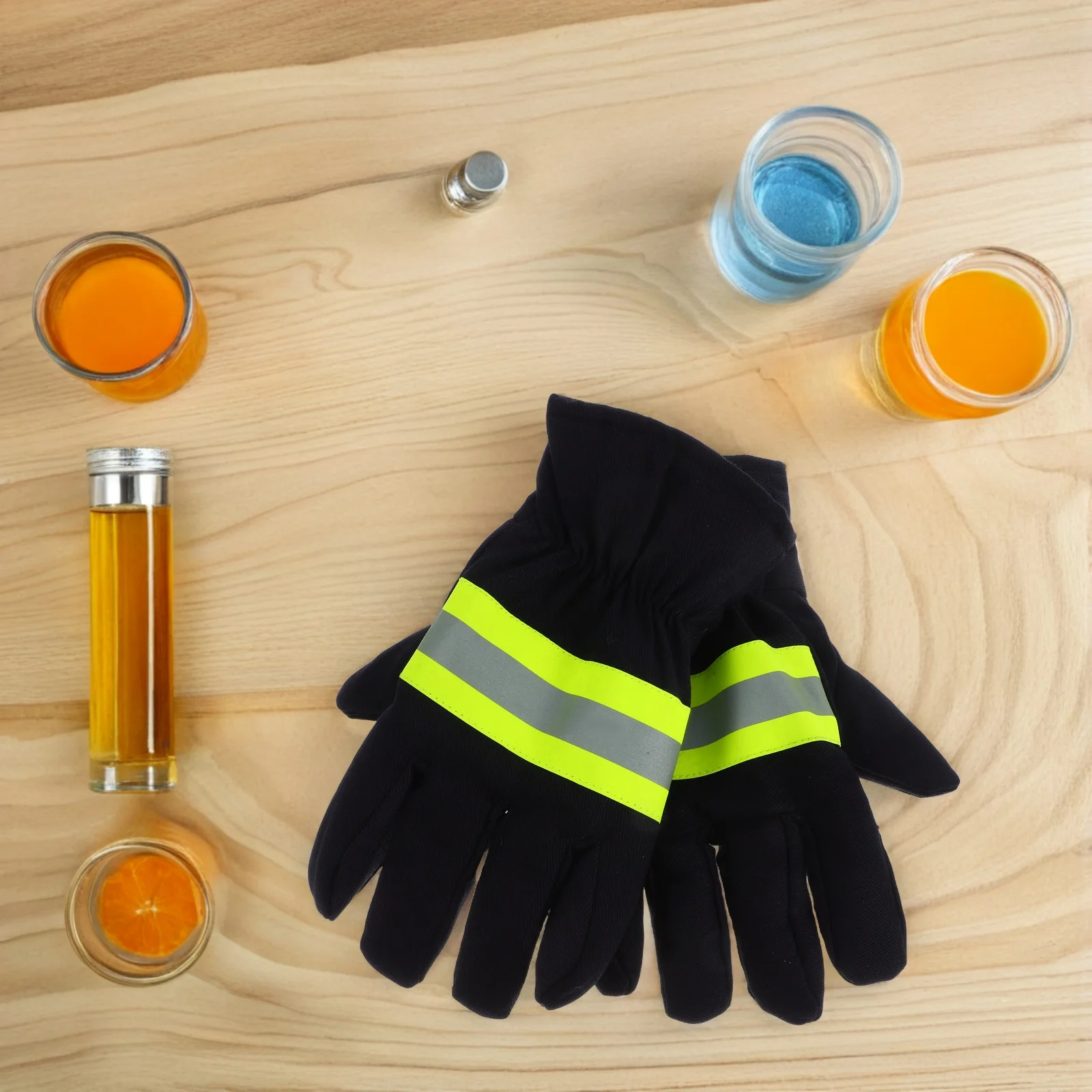 1 par de guantes ignífugos resistentes al calor, guantes de trabajo protectores ignífugos para bomberos, equipos de rescate de emergencia de alta resistencia
