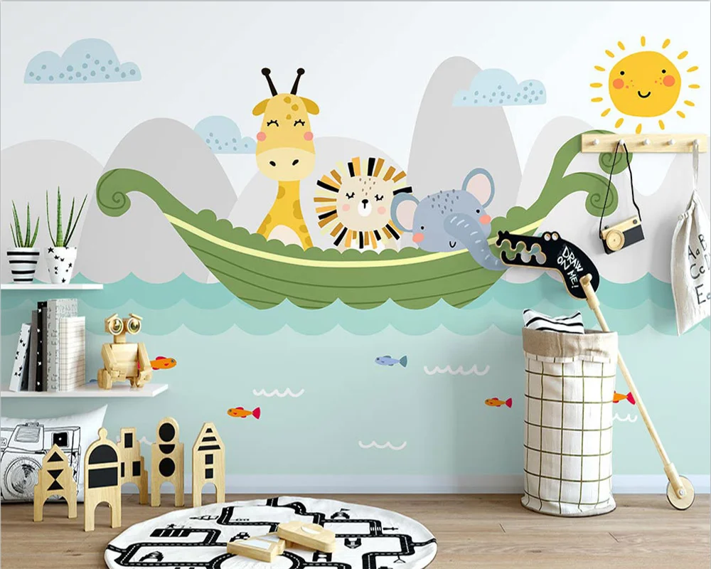 

beibehang Custom New Nordic Balloon Elephant Starry Clouds Children's Room Bedroom Background papel de parede Wallpaper