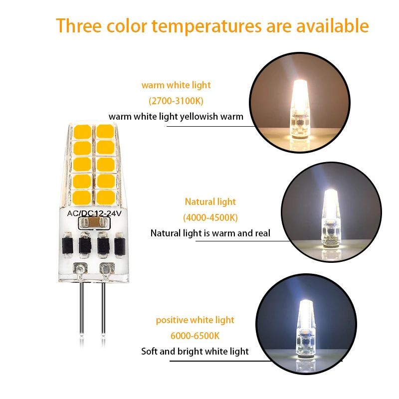 MINI G4 AC/DC 12V 24V 3W 5W Dimmable LED Lamp 2835 SMD Bulb Candle Lights Replace 30W 45W Halogen for Chandelier Spotlight