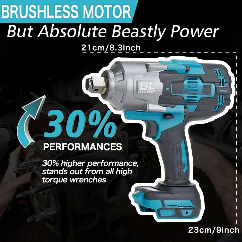 2100N.M Brushless Cordless Electric Impact Wrench Rechargeable 3/4\