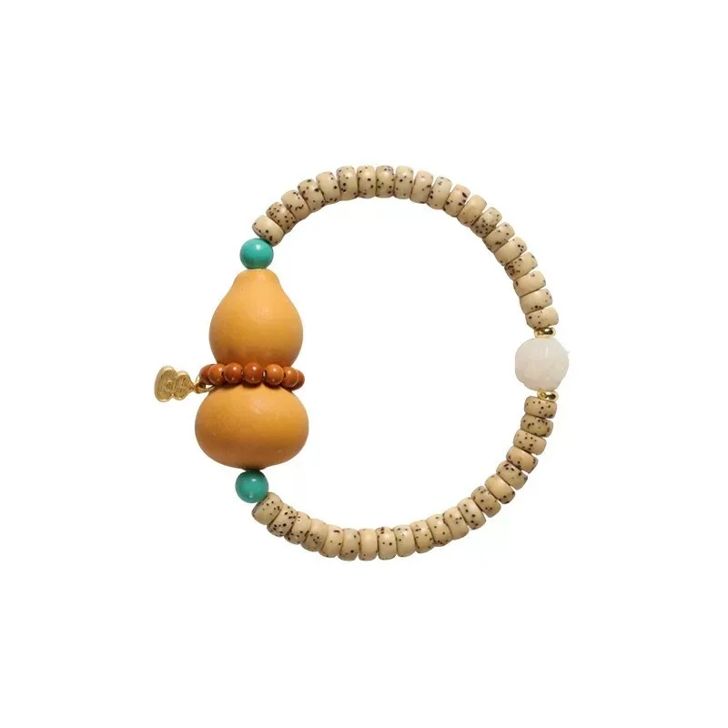 Gourd Lotus Blessing Star Moon Bodhi Chinese Style Prayer Beads Bracelet for Meditation and Wearing Gifts