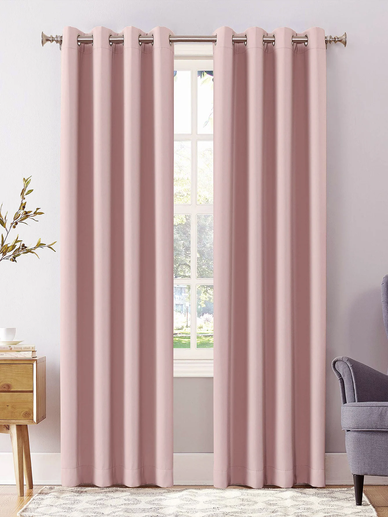Süße Rosa Verdunkelungsvorhänge, Raumverdunkelnde Vorhänge für Wohnzimmer und Schlafzimmer, Wärmeisolierende Lichtblockierende Ösenvorhänge