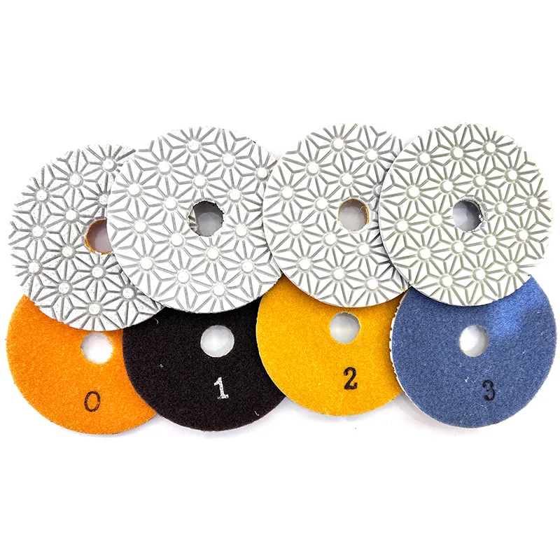 Almohadilla de pulido en húmedo Flexible de 4 pulgadas, 4 escalones, diamante para mármol, granito, azulejo de cerámica, hormigón, envío gratis, 4 piezas/8 piezas