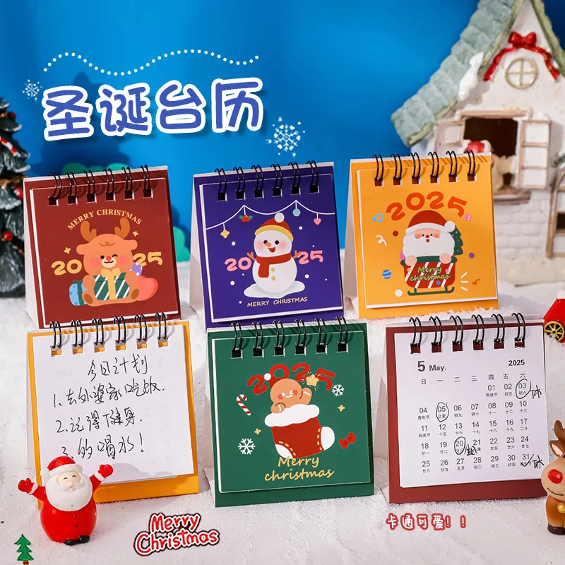 2025 Mini Cartoon Christmas Desk Calendar Portable Pocket Small Daily Planning Calendar Manage Time Schedule Desktop Decoration