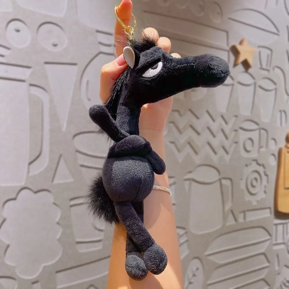 Cartoon Simulation Horse Stuffed Toy Keychain Fantasy Style Stuffed Horse Plush Toy Black Red Exquisite Craftsmanship