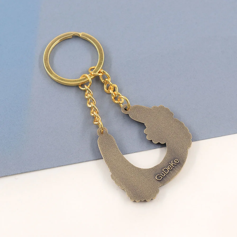 Lucky Horseshoe Keychain Gold Color Flower Metal Keyring Good Luck Letter Pendant Amulet Protection Creative Bag Charms Jewelry