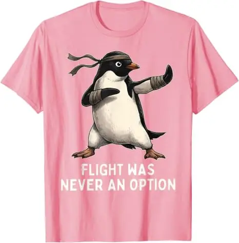 Fliegen war nie eine Option Pinguin Taekwondo Kampfsport T-Shirt Y2k Jiu Jitsu, Kung Fu Grafik-Bekleidung Humor Weiches Baumwoll-T-Shirt – Detail 7
