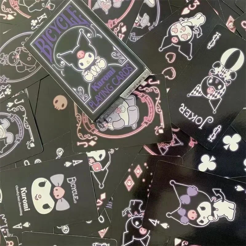 Kawaii Kuromi Playing Cards Anime Figure Kawaii Collection Poker Cute HD Print Playing Card Kids Toys Puzzle Props Girls Gifts