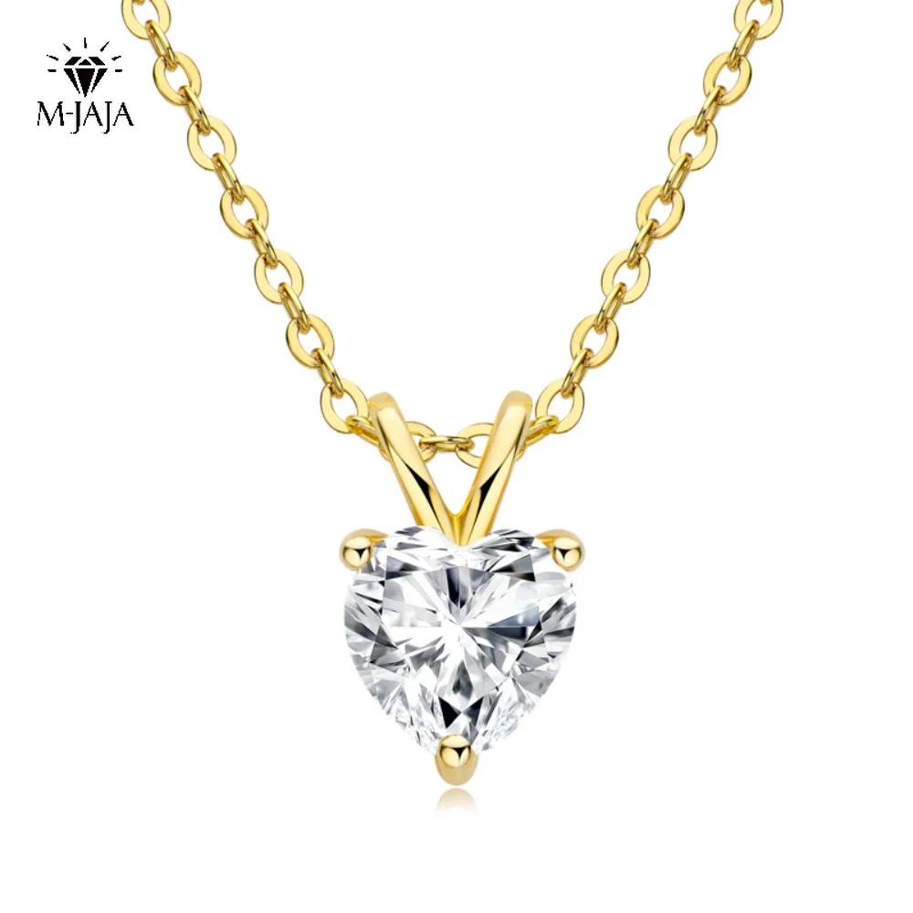 

M-JAJA Heart Moissanite Pendant Necklace 925 Sterling Silver Plated 18K Gold Diamond Necklaces with GRA Fine Jewelry for Women