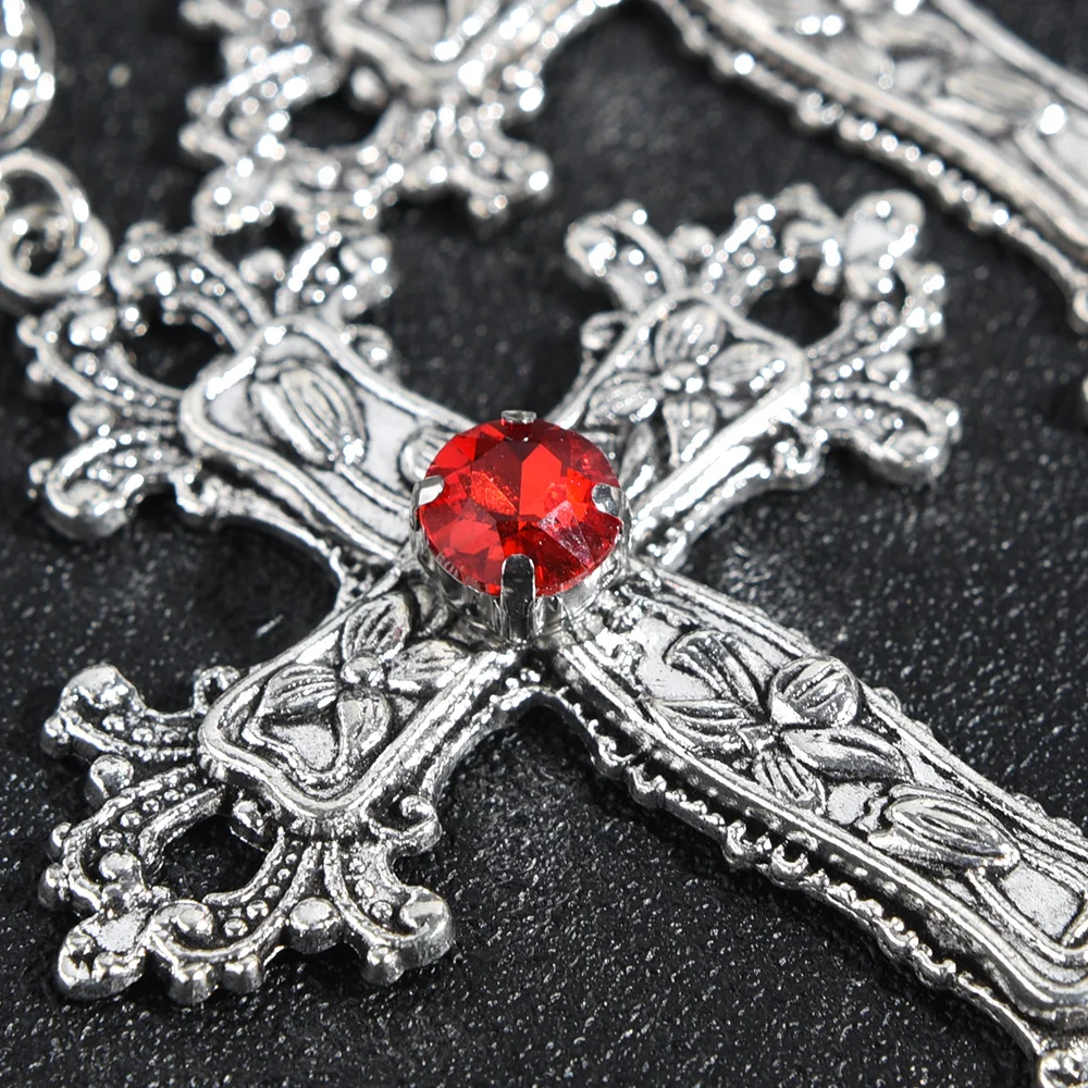 Y2K Punk Crystal Cross Pendant Necklace For Women Men Gothic Clavicle Chain Choker Necklaces Aesthetic Jewelry Bijoux Party Gift