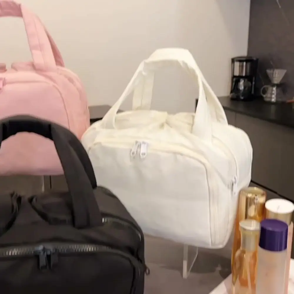 Kawaii Solid Color Cosmetic Bag Cotton Large Capacity Portable Toiletry Bag Anti-splash Water Printed Pouch for Make Up Kit