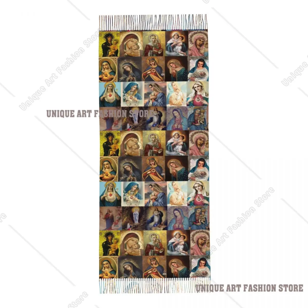 مخصص الإناث كبيرة مريم العذراء الأوشحة النساء الشتاء سميكة الدافئة شرابة شال يلتف وشاح المسيحية الكاثوليكية #5