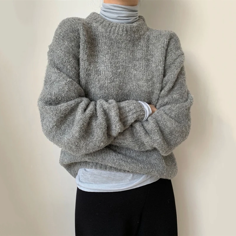 Ay Vintage femmes pull automne hiver vêtements d'extérieur Thi chaud ample paresseux Sle japonais rond Ne aérien tricoté irt