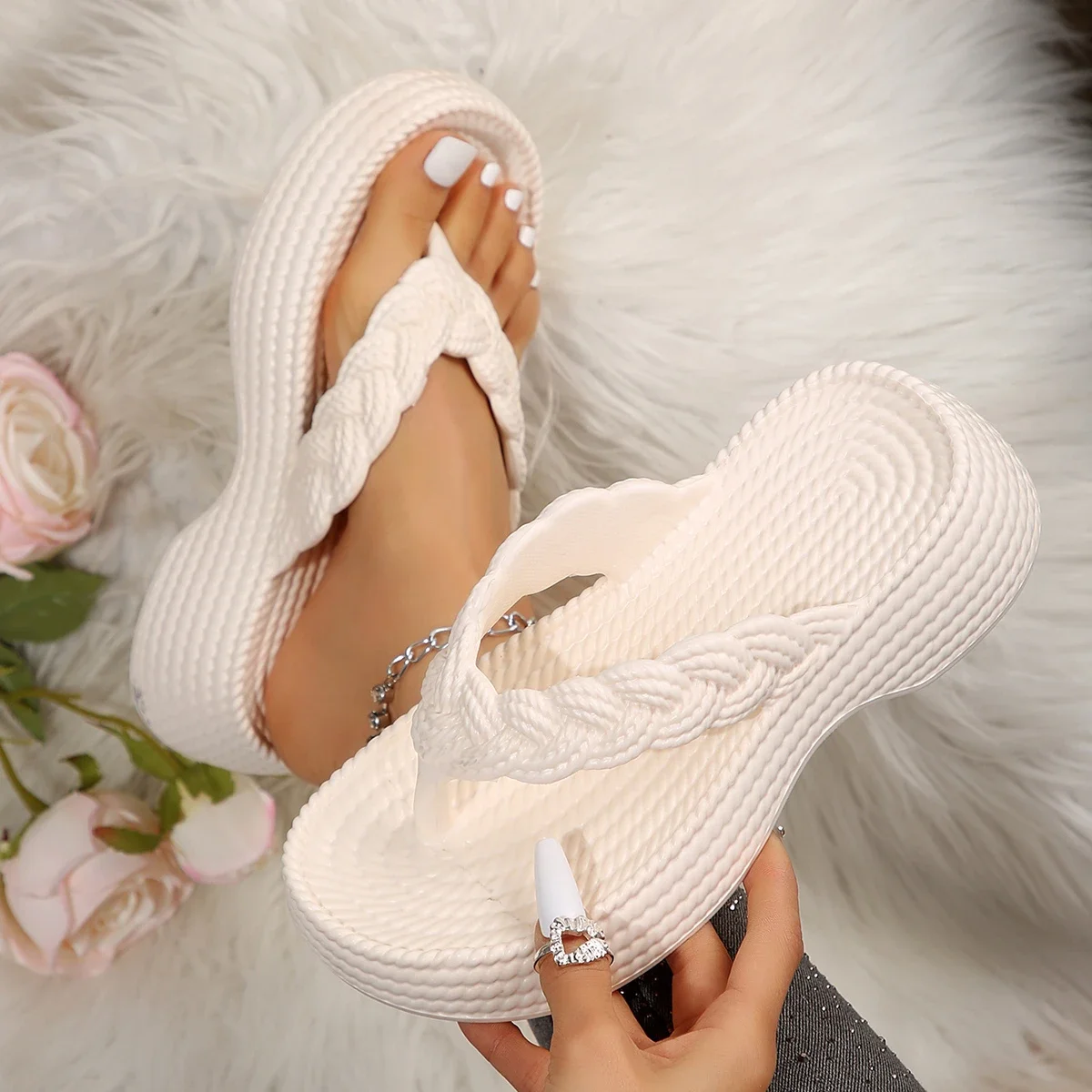 Women Slippers Platform Wedges Flip Flops Summer Casual Cozy Slides Designer Beach Dress Sandals 2024 Fashion Sport Women Shoes