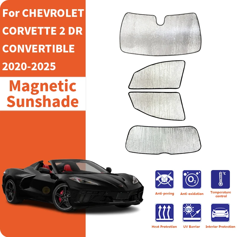 Car Window Sunshade Anti-UV Car Sun Window Visors Sunshade Covers Accessories For CHEVROLET CORVETTE 2 DR CONVERTIBLE 2020-2025
