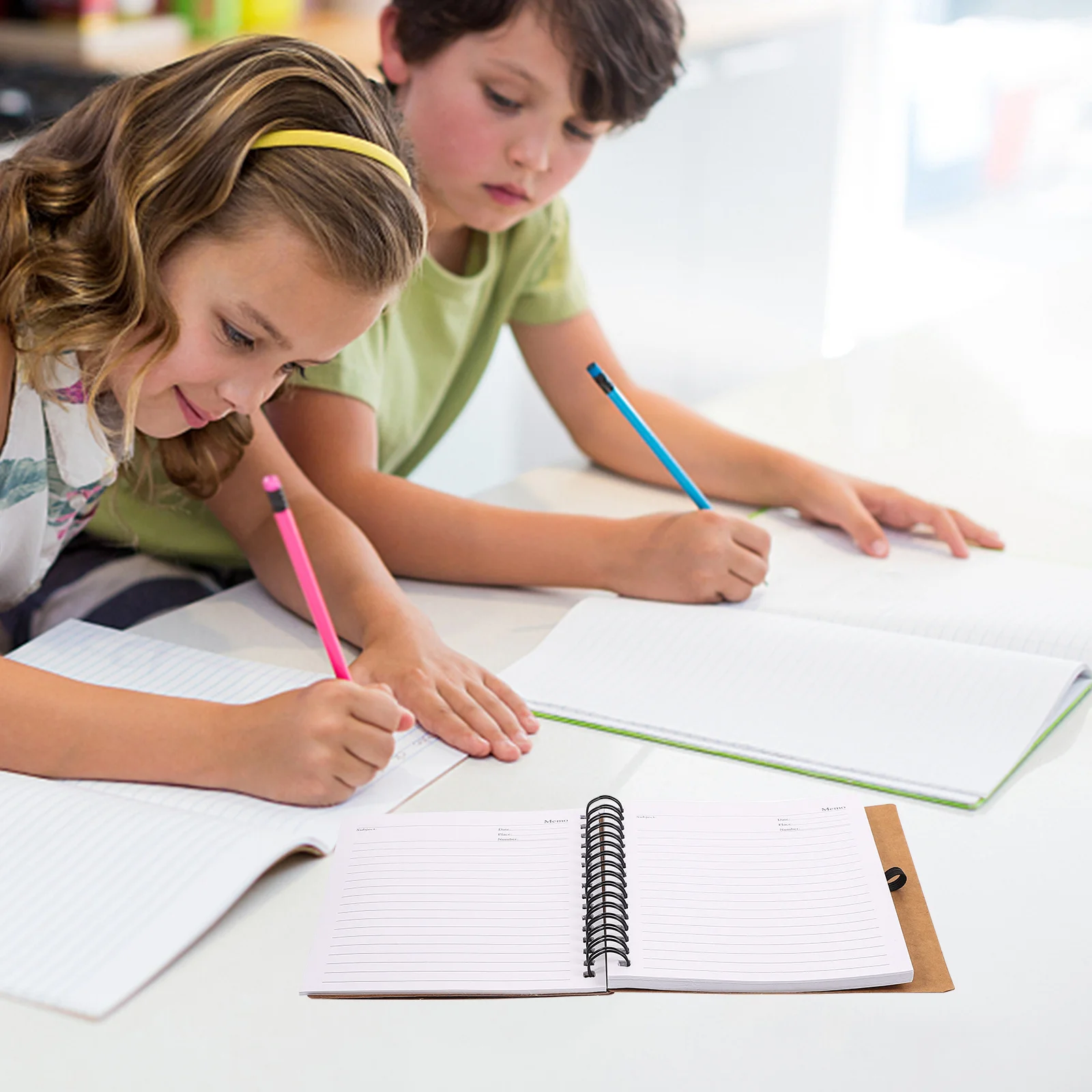 Bloc-notes à bobine Portable de Style Simple, 2 pièces, pour bureau, école, voyage, écriture lisse, planification, carnet d'écriture pour étudiants