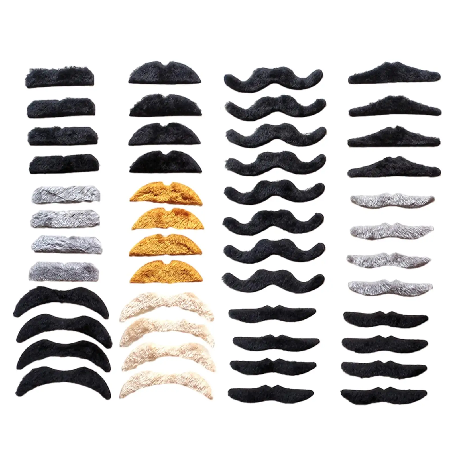 48Pcs Fake Mustache Hairy Beard Stickers for Party Supplies Halloween Masquerade