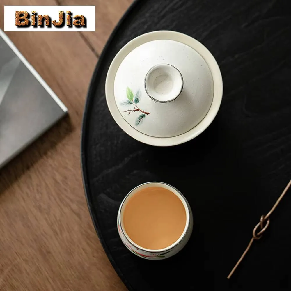 120 مللي رسمت باليد طول العمر الخوخ غايوان الرجعية مسحوق يين الشاي تورين صنع غطاء السلطانية خدمات روك مجموعة لوازم الديكور