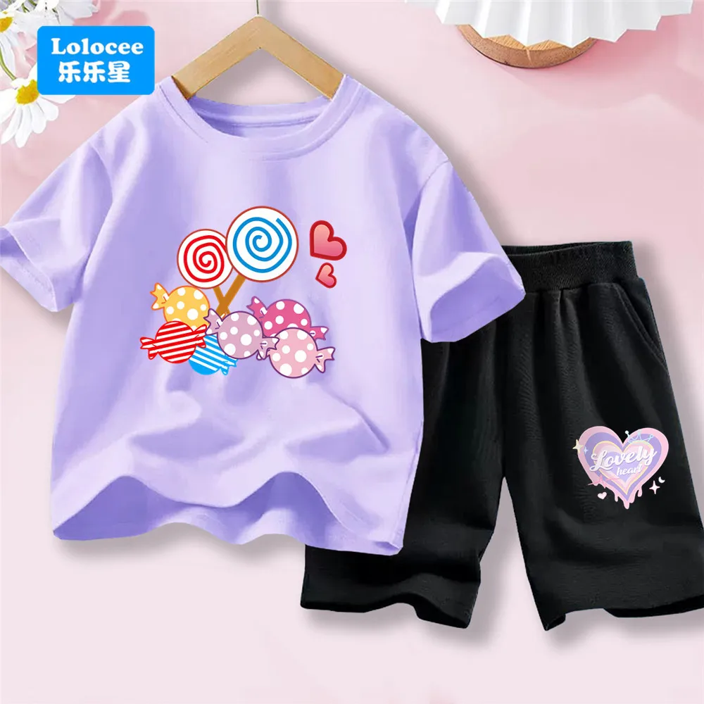 

Летний комплект одежды для маленьких девочек, детская футболка с милым принтом ярких цветов и короткий костюм из 2 предметов, детский спортивный костюм с короткими рукавами BBT1