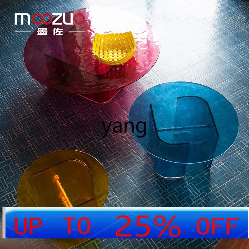 Lh modern simple hot melt water ripple round coffee table household multi-color sofa side table