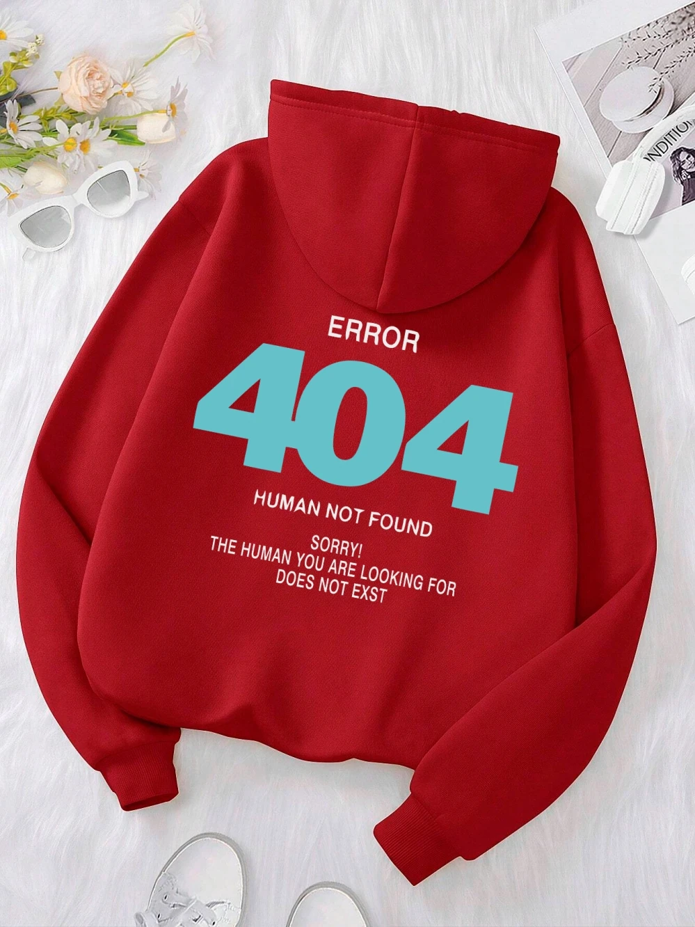 Women\'s Sweatshirts Error 404 Human Not Found sorry Prints Hoodies Fleece Long Sleeve Oversized Clothes Hip Hop Street Pullover