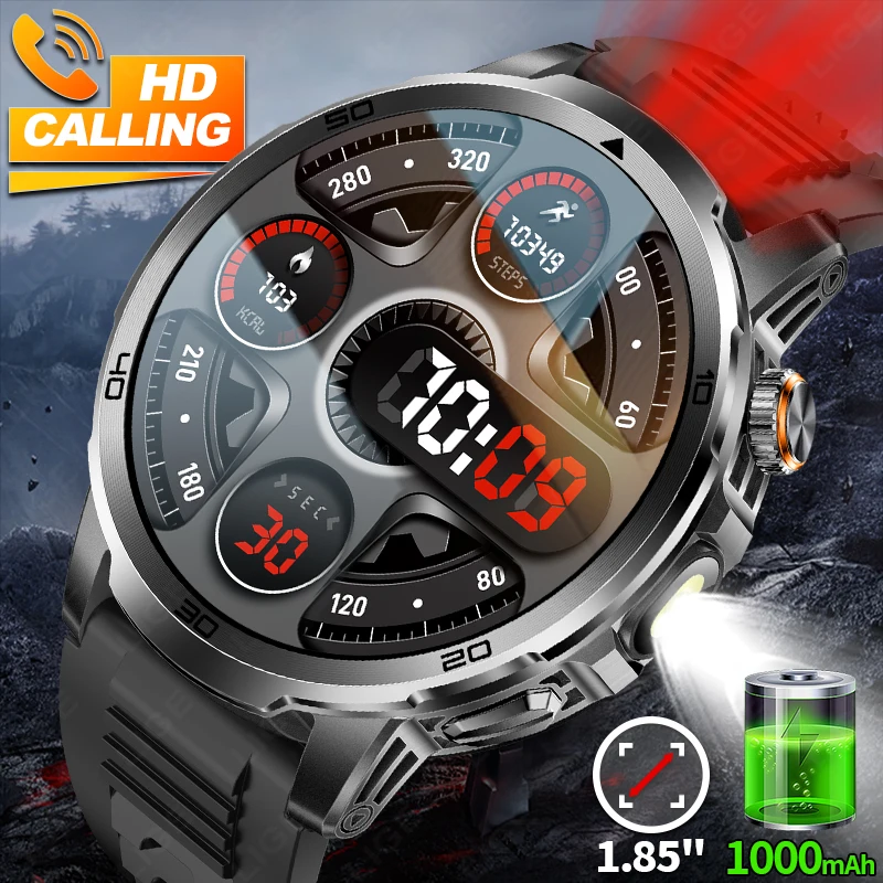

LIGE Outdoor Flashlight Smart Watch Sport Fitness Men New 1000mAh Large Capacity Battery Bluetooth Call Waterproof Smartwatch