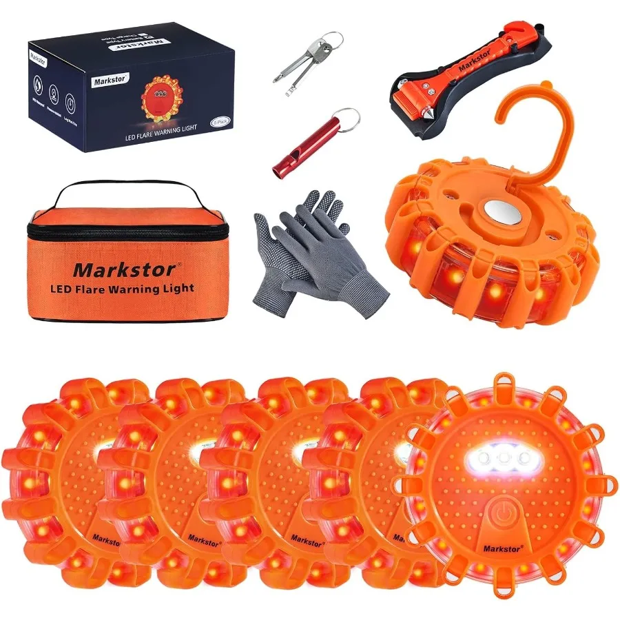 

Автомобильный аварийный комплект со светодиодной подсветкой, 6 шт., с магнитным основанием и крючком для повышения видимости, 9 режимов мигания, фонарь безопасности для Ro