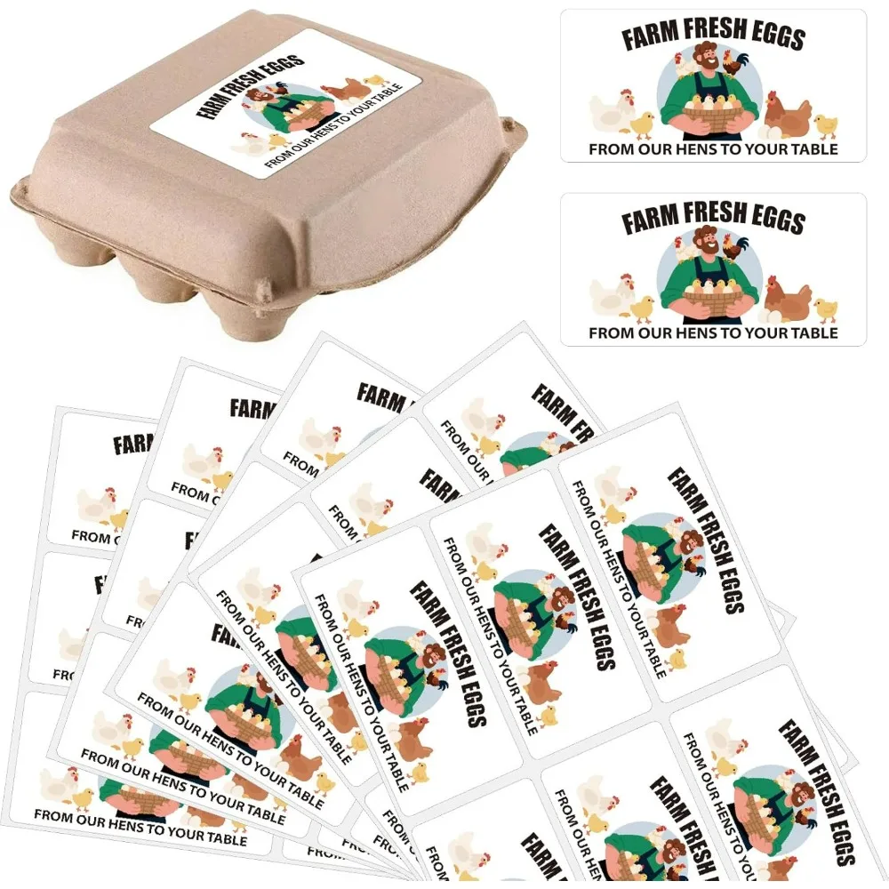 

60 шт. 2 x 4 дюйма, этикетка для свежих яиц на ферме, прямоугольные наклейки на коробку для яиц от наших курей до стола, самоклеящиеся упаковочные бирки