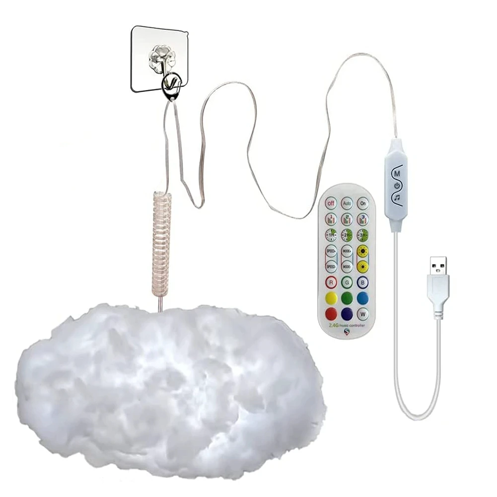 AA19 3D Cloud RGB Light Compact Thundercloud Light Rhythm-Based Music Night Lamp Suitable for Indoor Use Bedroom or Gaming
