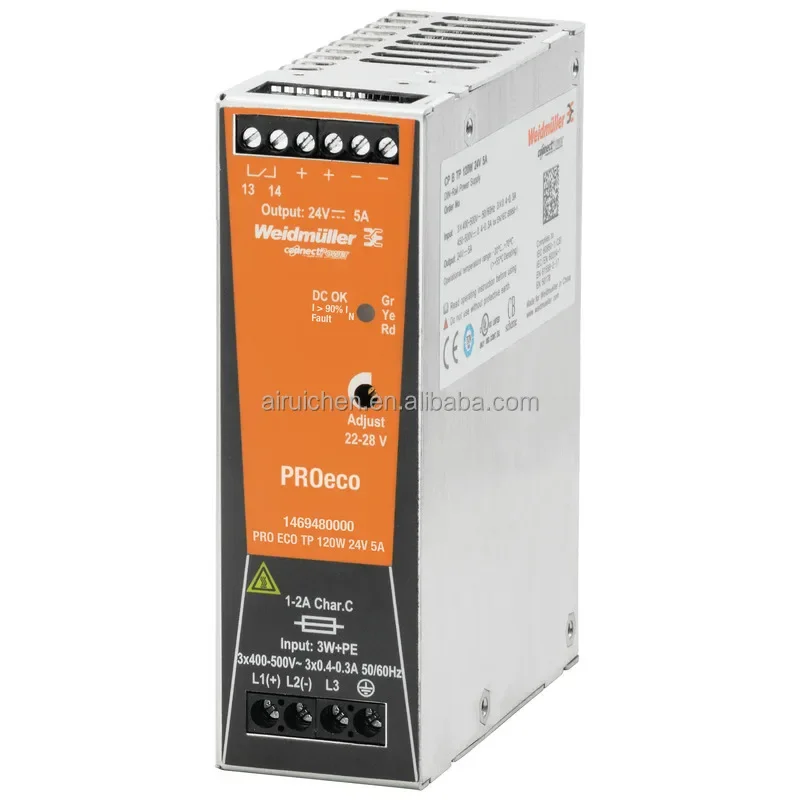 

Original Power Supply, Switch-mode Power Supply Unit, PRO ECO 120W 24V 5A 1469480000 Power Supply Weidmuller