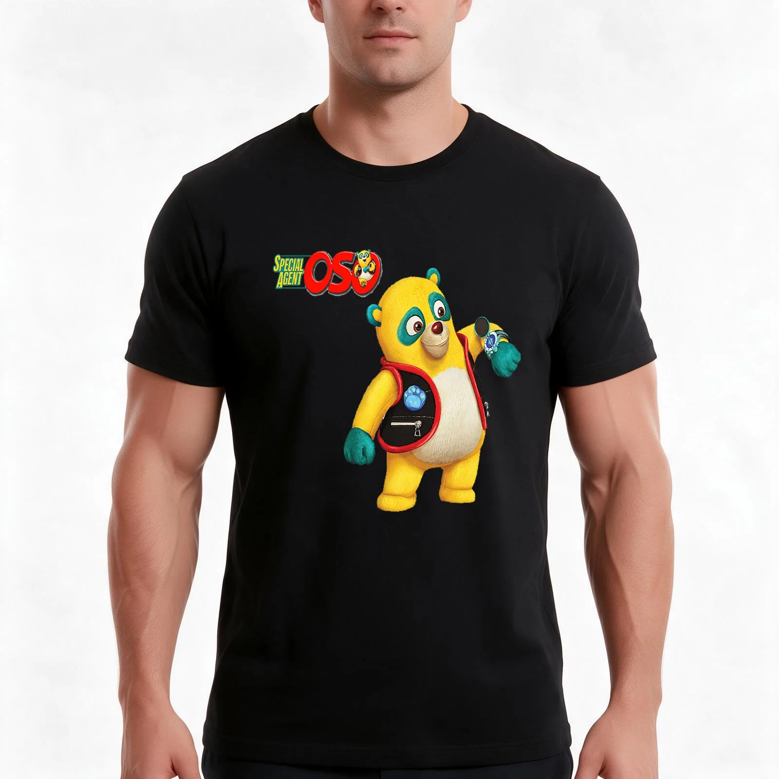 Special Agent Oso T-Shirt, Summer Casual Cotton Tee, Oversized Streetwear Tops, Vintage Graphic Print, Loose Fit Short Sleeve