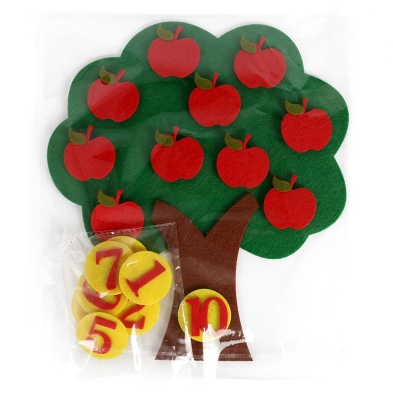 Children's Montessori Toys DIY Non-woven Fabric Apple Tree Counting Toys Educational Toys Children's Educational Learning Toys