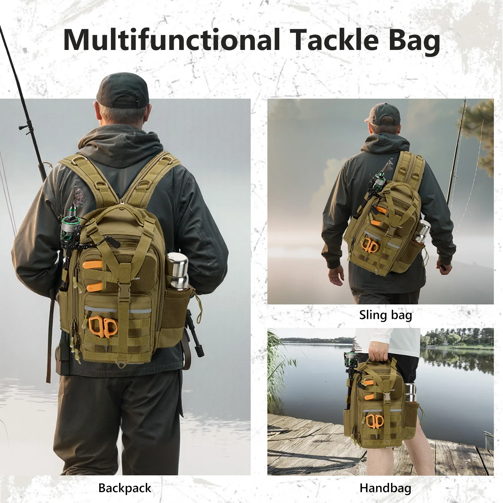 bullet proof tackle bag KastKing BaitSpace Fishing Backpack helps you sort all your stuff out and keeps them in order and easy to take BASSDASH Fishing Backpack Convertible Sling