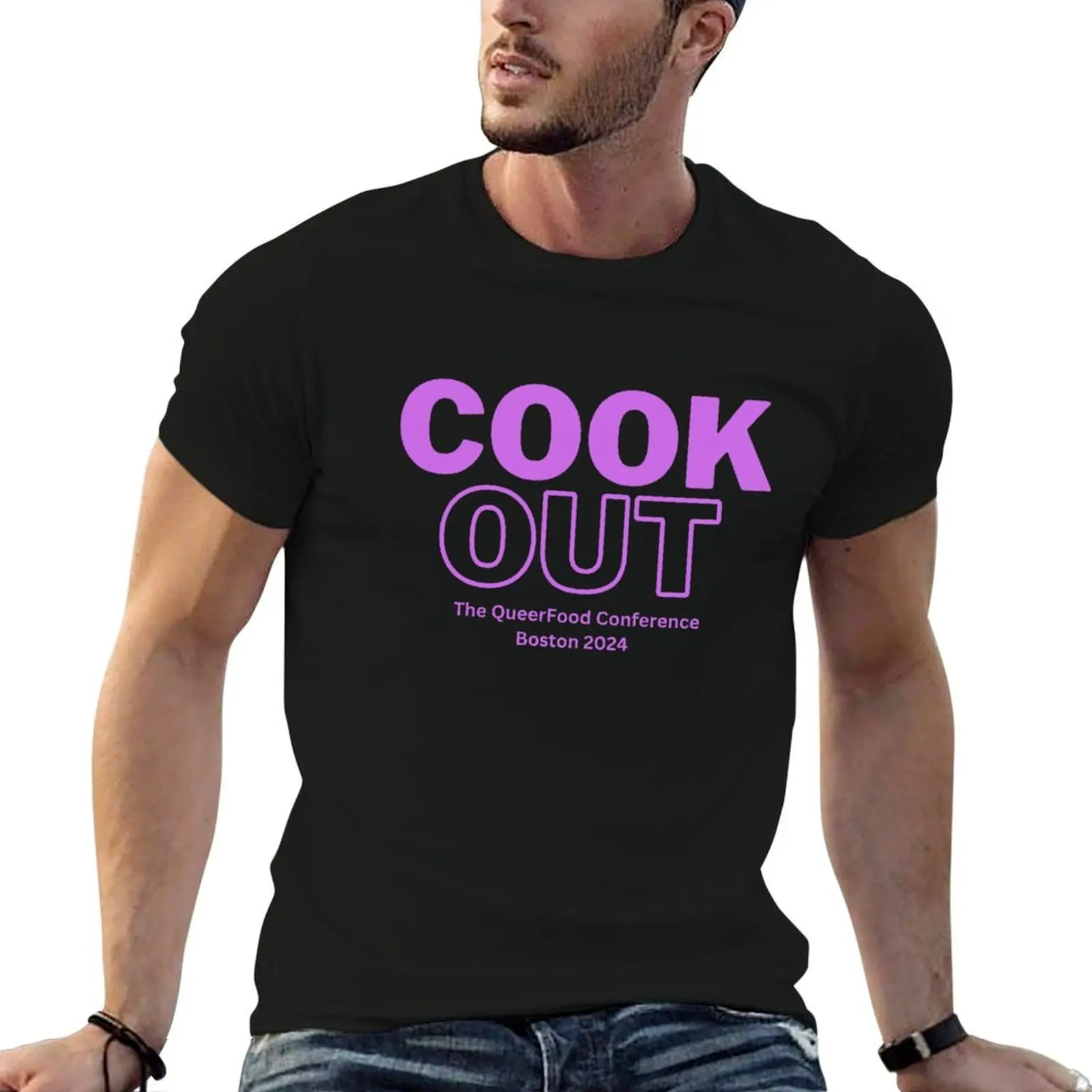 Cook Out Queer Food Conference T-Shirt summer tops cheap stuff Men's cotton t-shirt