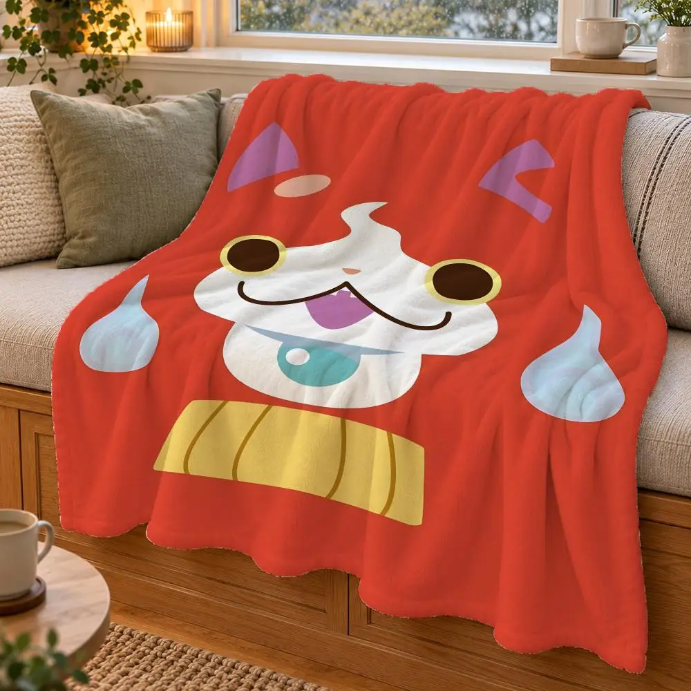 Yo Kai Watch Throw Double Sided Flannel Throw Blanket Soft Warm Washable Home Decor