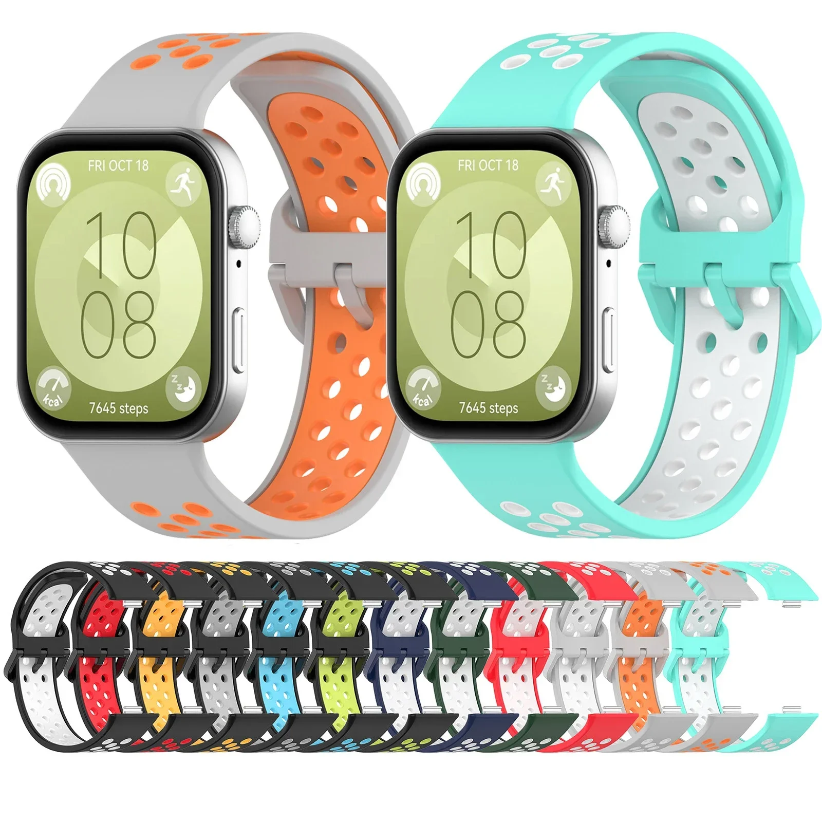 Two-Color Sport Strap For Huawei Watch Fit 3 Smart Watch Silicone Breathable Band Bracelet For Huawei Fit3 Wrist Correa
