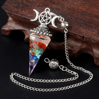 2025 Crystal Stone Pendulum Three Phases Hexagonal Cone Pendant Pendule Natural Quartz Chakra Amulet Pendulum Divination Healing