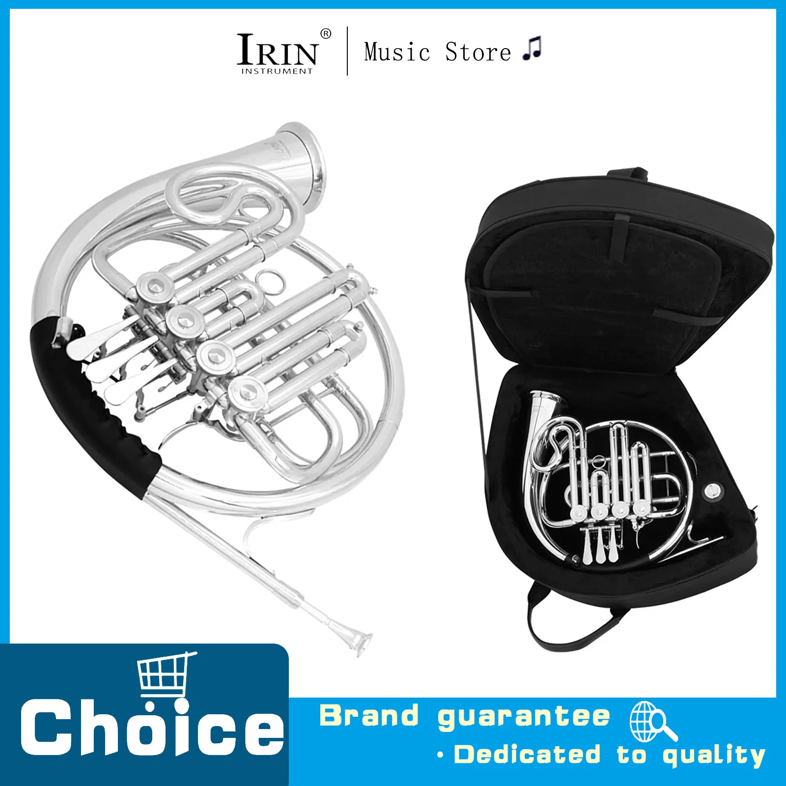 

French Horn Flat Four Key Bb Brass Split Silver French Horn Professional Brass Instrument Suitable For Playing&Practicing