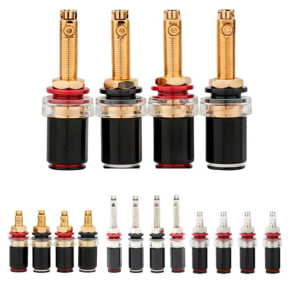 

4PCS Hi-End Rhodium/Gold Plated Copper Speaker Binding Post Female Banana Connector Audio Amp Banana Plug Terminal Sockets