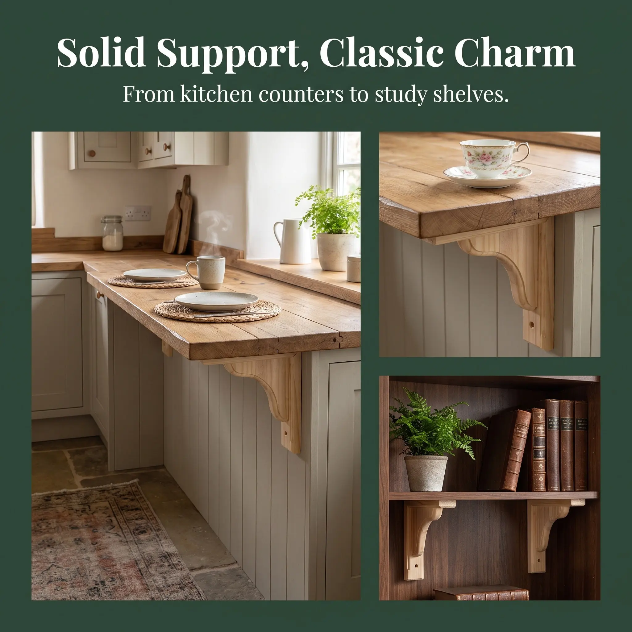 Unfinished Solid Wood Triangular Shelf Bracket Rustic Natural Wood Corner Support for Floating Shelves Countertop Kitchen Wall