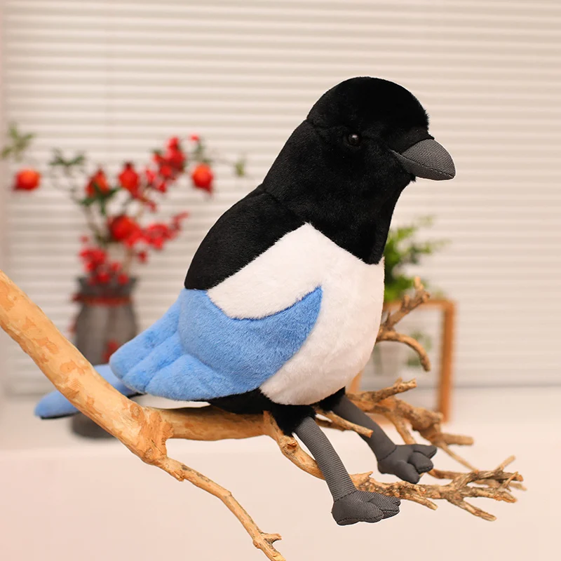 

Simulation Magpie Plush Toy Stuffed Animal Doll Photography Props Home Decor Gifts Bird Enthusiasts' Collection