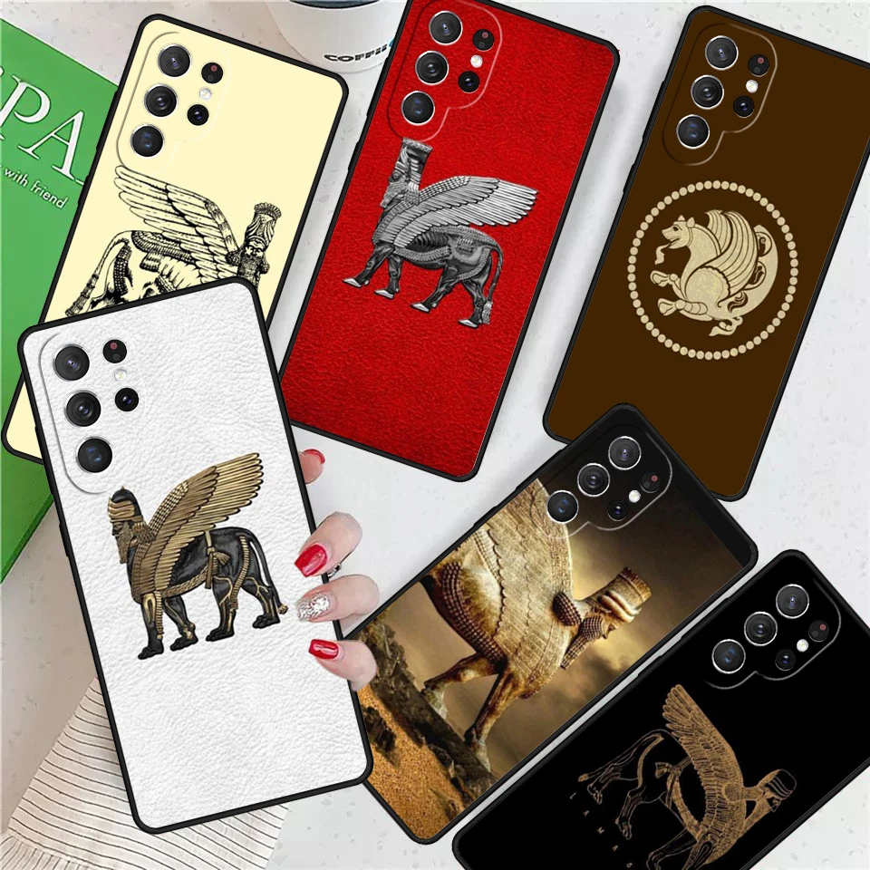 Lamassu Assyrian Winged Lion For Samsung Galaxy S24 Ultra S21 S22 S8 S9 S10E Note 10 20 Plus FE S23 Phone case Cover Coque