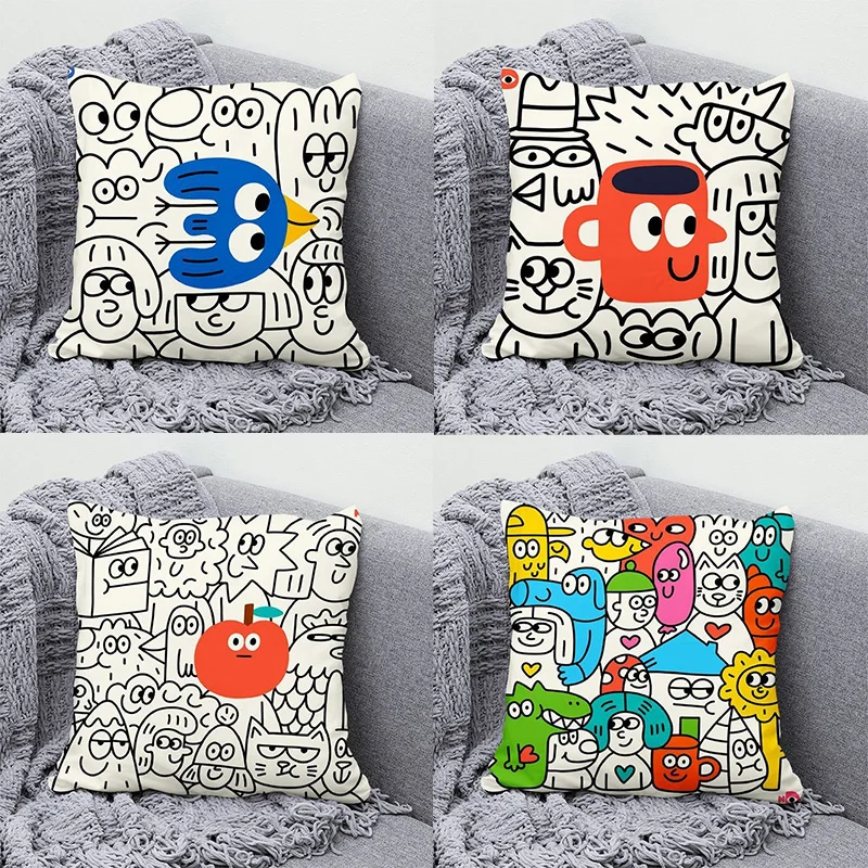 Fun Graffiti Pillowcase Dormitory Decoration Office Living Room Sofa Home Pillowcase