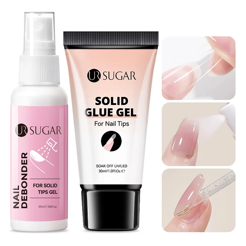 

UR SUGAR 55ml Solid Glue Gel Remover Nail Liquid Easy Soften Remove Fake Nails Solid Adhesive Press-On Nail Gel Remover Tool