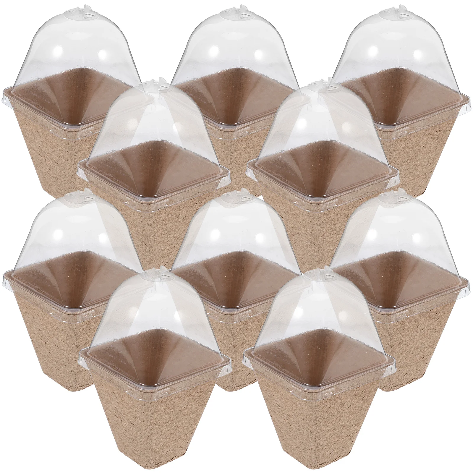 

10pcs Seedling Cups Clear Pots Balcony Plants Lids Outdoor Flower Dome Nursery Garden Pot Starter Tray Promote Root